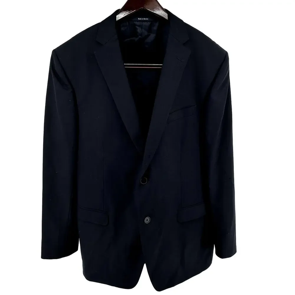 ZZegna Drop 7 Suit Set Notch Lapel Jacket Pleated Pants Wool Navy Blue 54R